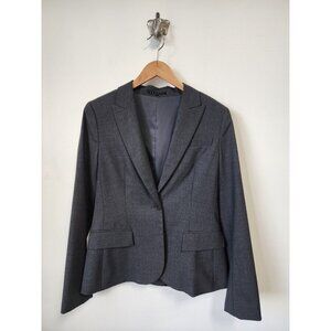 Theory dark gray wool blend classic notch lapel single button blazer 10